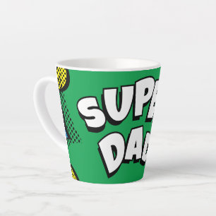 Caneca De Café Latte "Super Pai" Cartaz Colorida Pop de Cartazes em Qua
