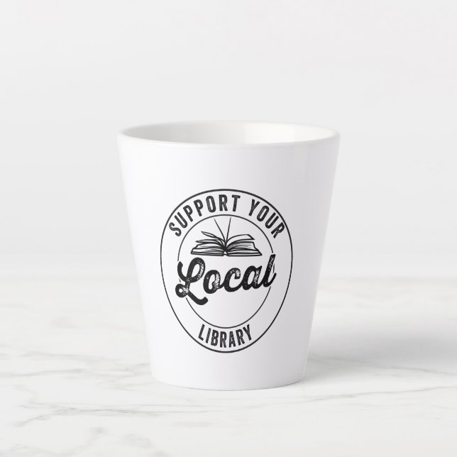 Caneca De Café Latte suporte a sua biblioteca local (Frente)