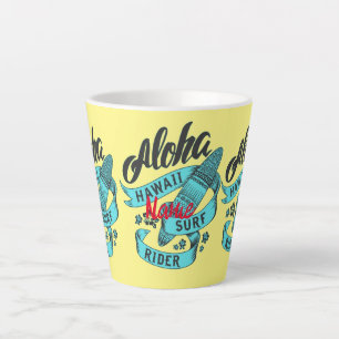 Caneca De Café Latte Surf Aloha Hawaii Rider Thunder_Cove