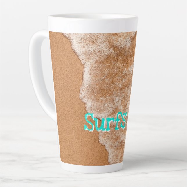 Caneca De Café Latte Surf Beach diversão, ondas, oceano, aventura ao ar (Ângulo esquerdo)