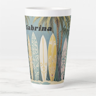 Caneca De Café Latte Surf, Estilo de Pastel Personalizado