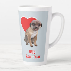 Caneca De Café Latte Suricata Fofa Louca por Você Coração Vermelho Amor