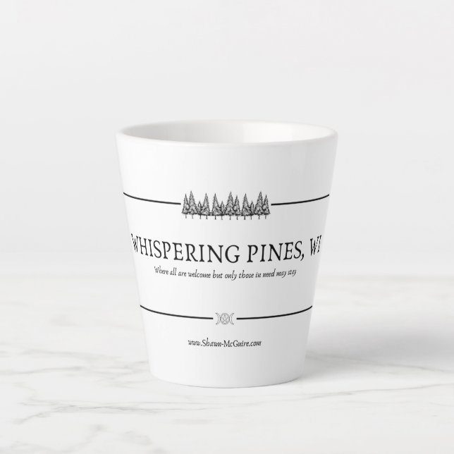 Caneca De Café Latte Sussurrando pinos Logotipo Mug (Frente)