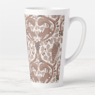 Caneca De Café Latte Susurros da Floresta/Corujas e Esquilos no Carvalh