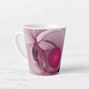 Caneca De Café Latte Swing Fractal, Abstrato moderna, Arte Rosa Berry