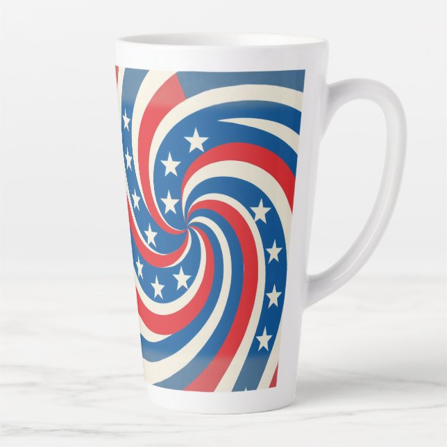 Caneca De Café Latte Swirling Stars and Stripes Patriotic (Direita)
