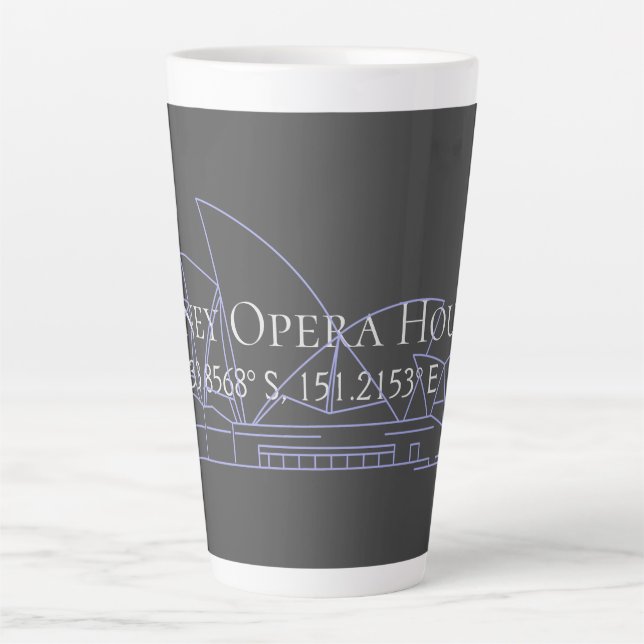 Caneca De Café Latte Sydney Opera House Latitude Longitude (Frente)