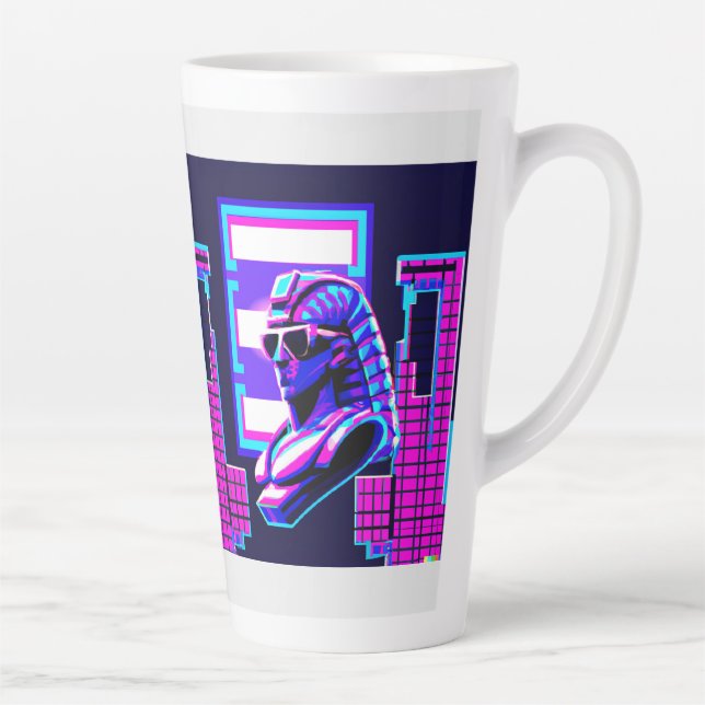 Caneca De Café Latte Synthwave Pharaoh (Direita)