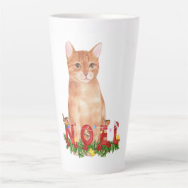 Caneca De Café Latte Tabby Cat Watercolor de Natal