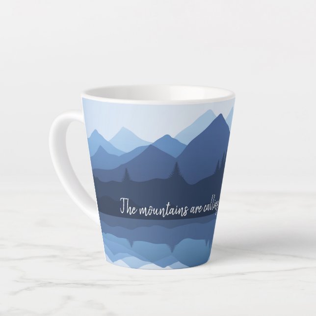 Caneca De Café Latte Taça de Design de Reflexões Blue Mountain (Ângulo esquerdo)