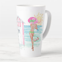 Taça de Latte de Bela Beleza de Praia Tropical