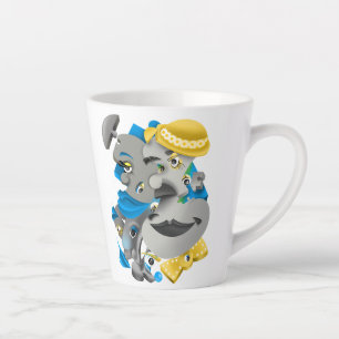 Caneca De Café Latte Taça de Latte de Rostos Surreais e Artísticos