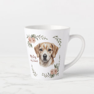 Caneca De Café Latte Taça Gift Do Cachorro Floral Bonito