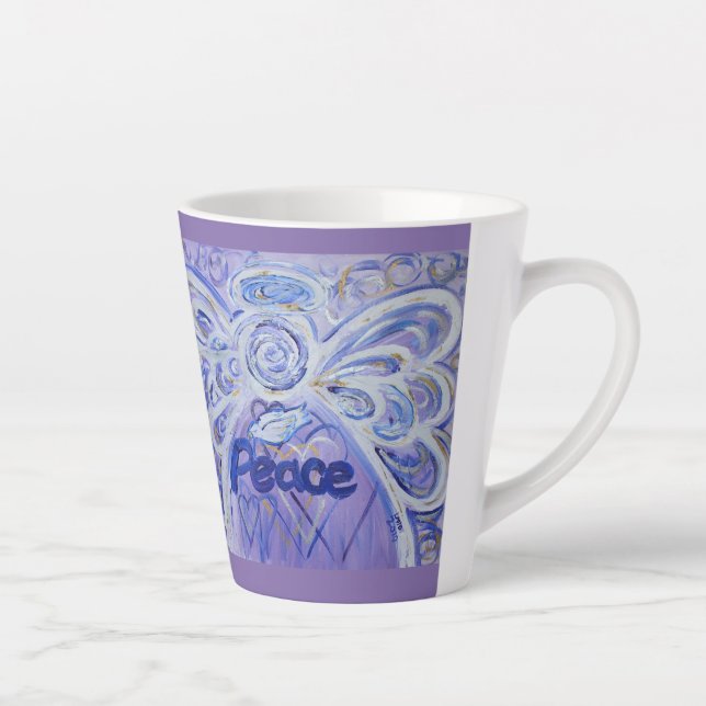 Caneca De Café Latte Taça Lateral Lateral de Palavra do Peace Angel (Direita)
