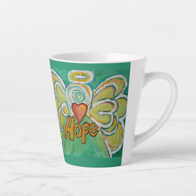 Caneca De Café Latte Taça Lateral Latino de Arte de Anjo Esperança (Direita)