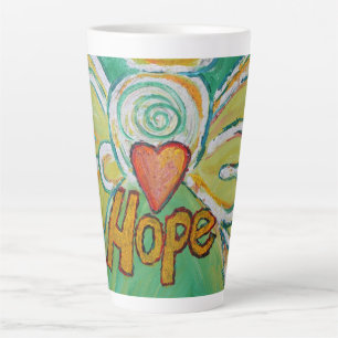 Caneca De Café Latte Taça Lateral Latino de Arte de Anjo Esperança