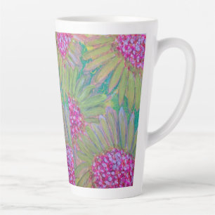 Caneca De Café Latte Taça Latte de Flores Grandes