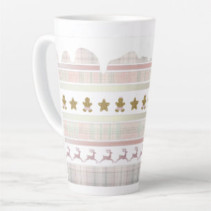 Caneca De Café Latte Taça Lrg de pão-de-açúcar Rosa de Natal