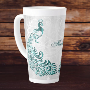 Caneca De Café Latte Tal Peacock Personalizado Latte Mug