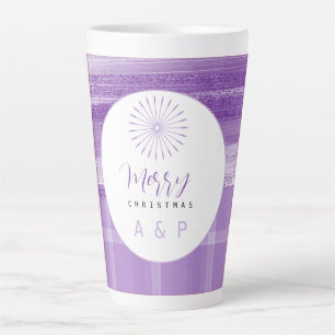Caneca De Café Latte Tartan Monograma Roxo Moderno Urbano