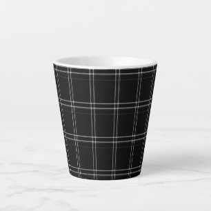 Caneca De Café Latte Tartan Preto e Branco