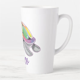 Caneca De Café Latte Tartaruga Marinha Explosão de Cor