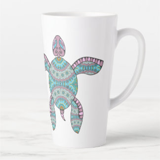 Caneca De Café Latte Tartaruga Tribal