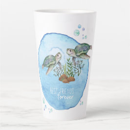 Caneca De Café Latte Tartarugas marinhas BFF - Presentes personalizados
