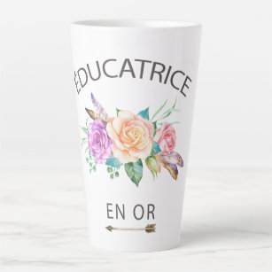 Caneca De Café Latte Tasse de café fleurs éducatrice en ou
