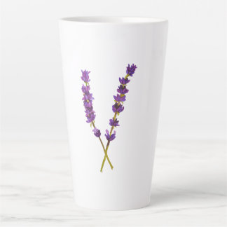 Caneca De Café Latte Tasse latte fleur lavande aquarelle