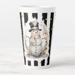 Caneca De Café Latte Tasse Latte Groß Snowman and Stripes Var01