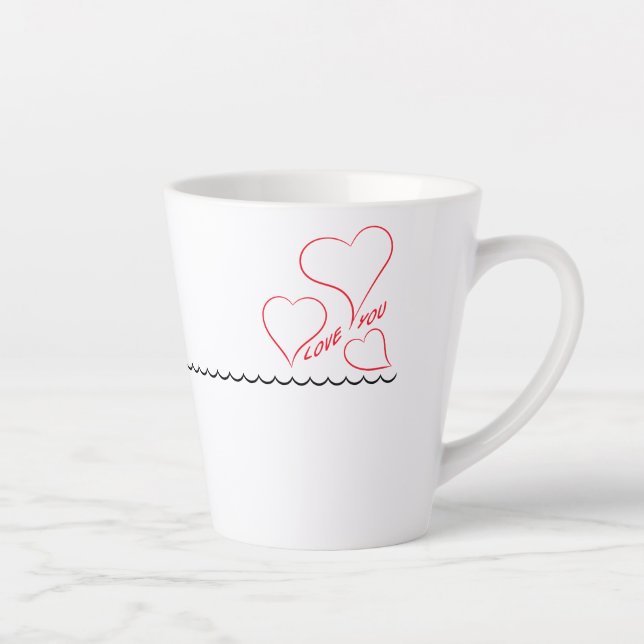Caneca De Café Latte Tasse latte Love You cœur (Direita)