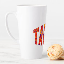 Caneca De Café Latte Taurus - Azul Amarelo Laranja-Fogo