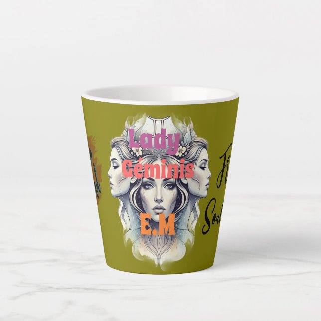 Caneca De Café Latte Taza Lady Géminis – Energía dual (Frente)