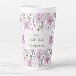 Caneca De Café Latte Teacher Superpower Floral Latte Mug