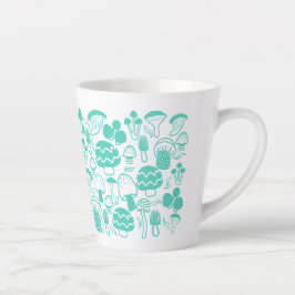 Caneca De Café Latte Teal de Cogumelo