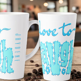 Caneca De Café Latte Teal Floral Chunky Text Slogan With Name