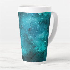 Caneca De Café Latte Teal Galaxy Series Design 7