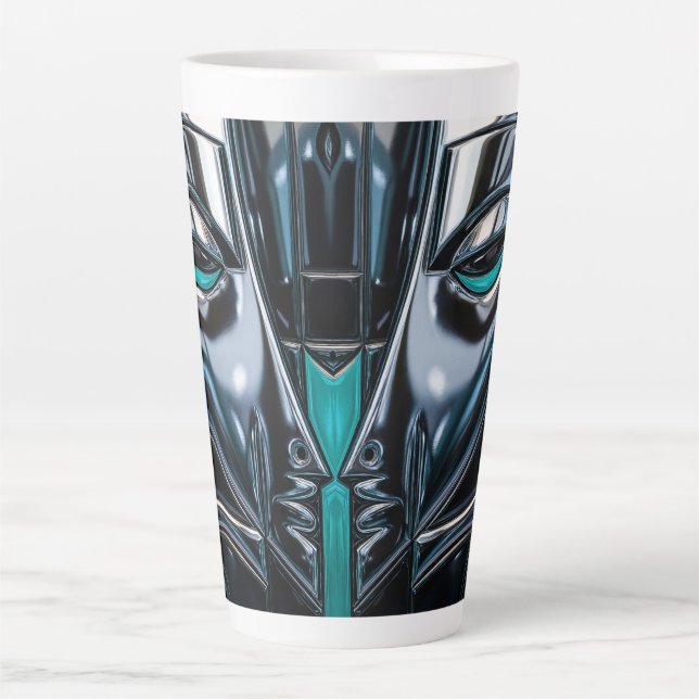 Caneca De Café Latte Teal & Silver Profile (Frente)