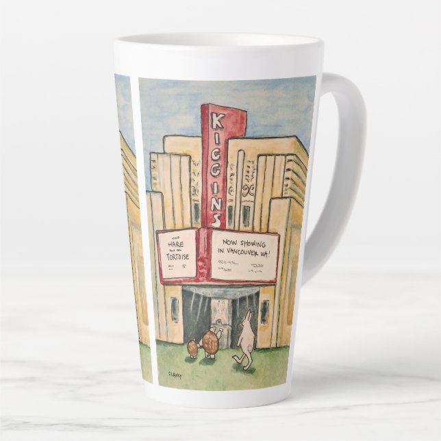 Caneca De Café Latte Teatro Kiggins Vancouver WA (Ângulo direito)
