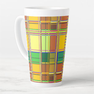 Caneca De Café Latte Tecido Colorido Caribenho Madras Xadrez