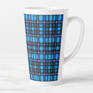 Caneca De Café Latte Tecido de Xadrez Escocês com Estampa Vibrante Plai