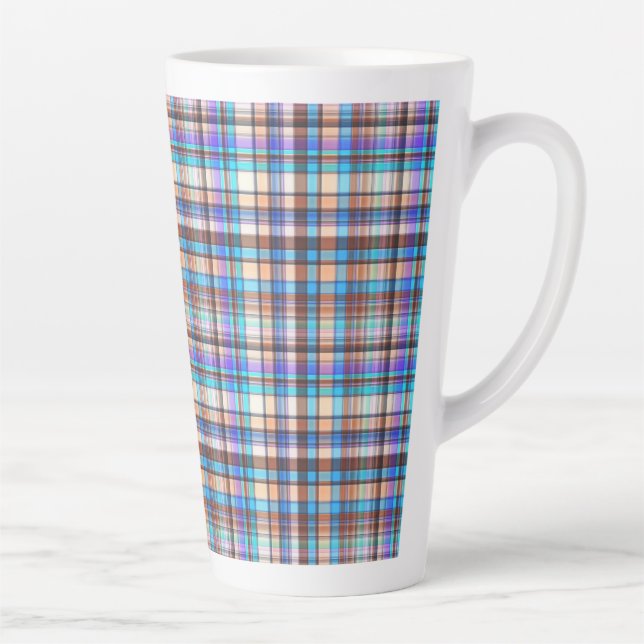 Caneca De Café Latte Tecido Xadrez Estampa Xadrez Padrão-57688 (Direita)