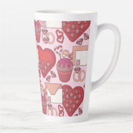 Caneca De Café Latte Tema de Amor Coração Vermelho Elegante Presente do