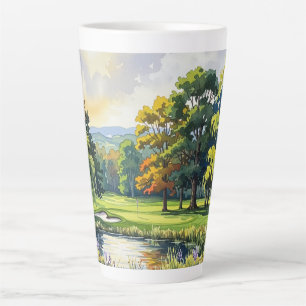 Caneca De Café Latte Tema de Golfe