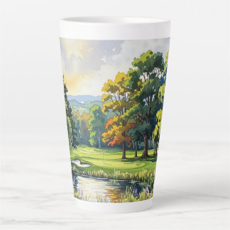 Caneca De Café Latte Tema de Golfe