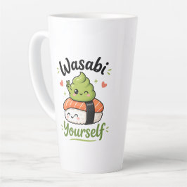 Caneca De Café Latte Tempere a Si Mesmo – Punheta de Sushi Kawaii Fofo