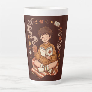 Caneca De Café Latte Temporada Aconchegante Outono Leitor Amante de Liv