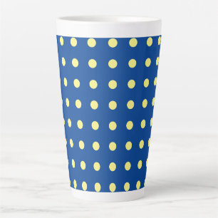 Caneca De Café Latte Tendência de Bolinhas Amarelas Claras e Azul Profu