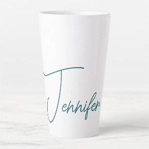 Caneca De Café Latte Tendência Verde Escuro Moderno Minimalista Nome à